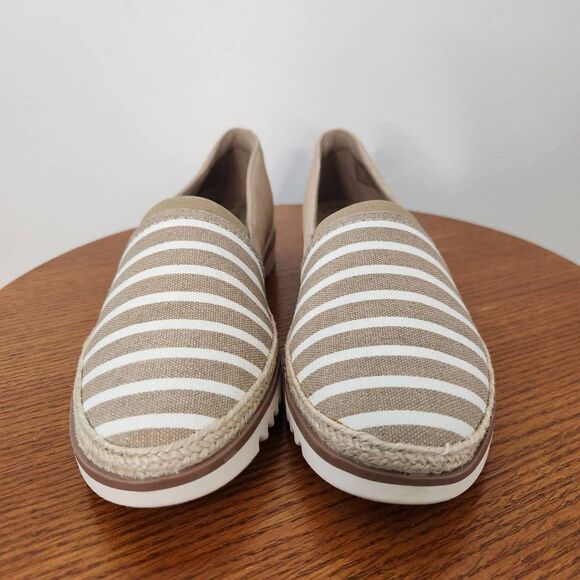 Clarks Serena Paige Suede Slip On Comfort Espadrilles in Tan and White Size 7 N - Picture 3 of 14